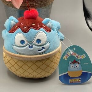 Squishmallows Sonic the Hedgehog 5.5” Ice Cream Sundae Plush Scented  SEGA- New!